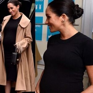 Hatch Eliza Dress Black Maternity Stretch Short Sleeve T Shirt Midi Dress Sz 1